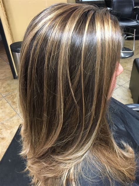 blonde and light brown highlights on dark brown hair|blonde and brown foils pictures.